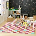 thumbnail image 4 of TOWN & COUNTRY PLAY Niko Checkmate Kid's Washable Area Rug, Soft & Plush, Safe Non-Slip Backing, Bedroom Rug, Dorm Decor, Playroom & Classroom Rugs, Red/Multi, 3'3"x5'2", 4 of 13