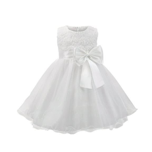 Honeeladyy Clearance under 10$ Children Dress Girls Sleeveless Princess Dress Bow Tie Lace Flowers Mesh Dress Tufted Dress