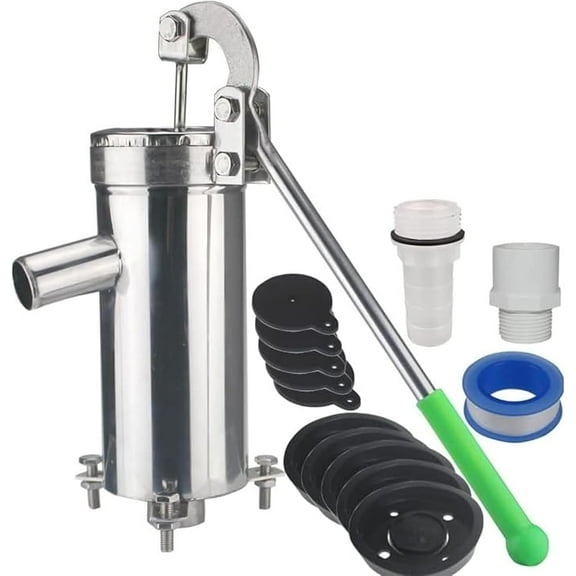 Manual Well Pump, Stainless Steel Manual Water Jet Pump with 5 Leather Bowls, Range Pumping:10m/32.8ft, Suction Power & High Working Efficiency, for Garden Yard Farm Industrial