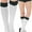 Contrast Band - White/Black, variant on ToBeInStyle Women's Nylon Knee High Opaque Socks - White