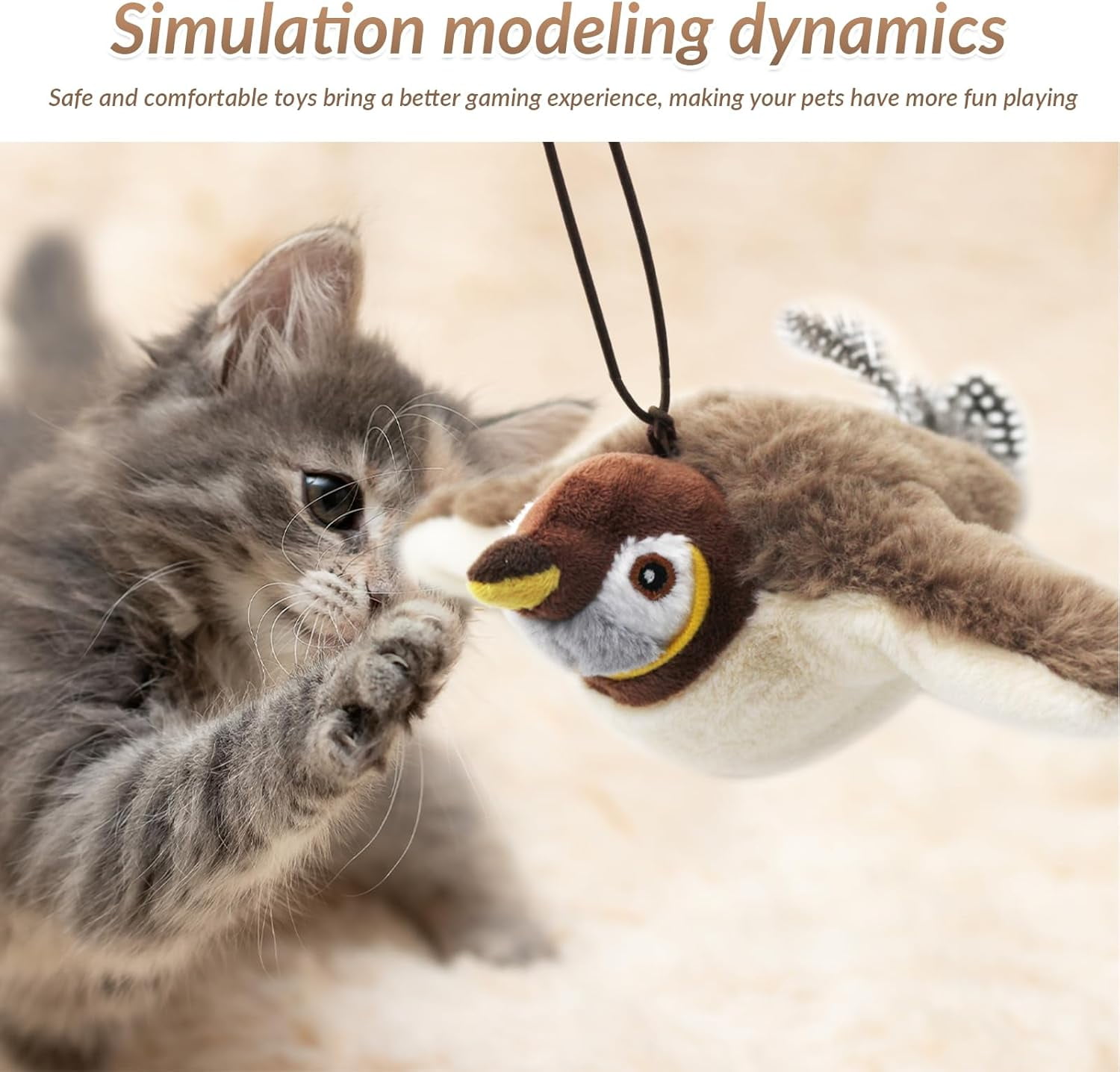 Bird Cat Toys with Flapping Wings, 2025 New Flying Birds Cats Toy, Flying Simulation Electric Sparrow Shaking Hunting Pet Toy for Indoor