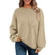 thumbnail image 3 of Camisa gris para mujer,Blusa de manga larga para mujer, cuello redondo, corte holgado, color liso, largo normal para uso diario, sopatenor, 3 of 8