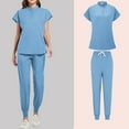 thumbnail image 4 of MLQIDK Scrub Sets for Woman Plus Size Scrubs Stretchy V-Neck Yoga Scrub Pants and Tops Nursing Top Medical Scrub Sets Tall Scrubs Sets Light Blue XXL, 4 of 4