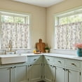 thumbnail image 4 of Floral Kitchen Curtains for Windows 36 Inch Farmhouse Country Linen Tier Curtains Botanic Small Window Drapes for Living Room Bathroom Laundry RV Rod Pocket Rustic 2 Panels Blue on Beige, 4 of 8