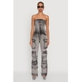 thumbnail image 2 of Womens Acid Wash Denim Multi Cargo Pocket Strapless Jumpsuit, 2 of 4