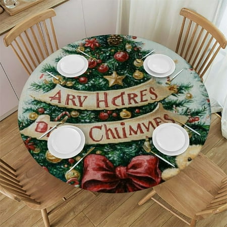 

Patifu Round Tablecloth Stain-Resistant Washable for Indoor Outdoor Table Restaurants Weddings Parties - Home Kitchen Holiday Dinner Picnic Dining Farmhouse 54 -58
