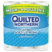 Angle View: Quilted Northern Ultra Soft & Strong Toilet Paper, 12 Mega Rolls