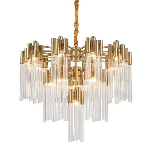 Bethel International Chandelier Gold Metal & Glass
