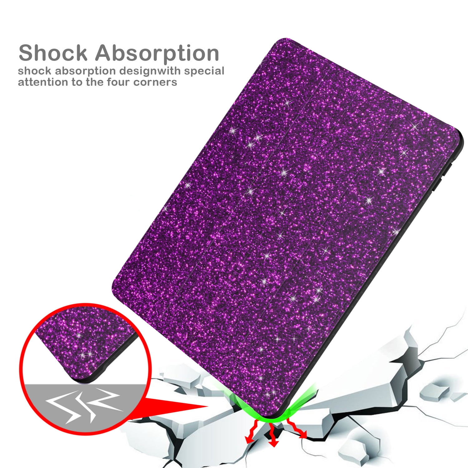 Allytech 10.2" Trifold Stand Tablet Case, Purple