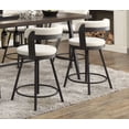 thumbnail image 3 of Counter Height 7pc Dining Set Table and Six Chairs Swivel White Dining Kitchen Furniture Wine Rack Glass Insert Top, 3 of 7