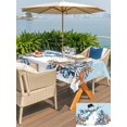 thumbnail image 4 of Outdoor Tablecloth with Umbrella Hole and Zipper, Light Blue Snowman Christmas Rectangle Table Cloth 60x84 Inch Waterproof Tablecloth, Xmas Tree Ball Snowflake Elk Picnic Table Cover for Patio, 4 of 7