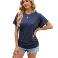 thumbnail image 2 of Solid Color Round Neck Loose Short-sleeved T-shirt Top Lady, 2 of 2