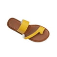 thumbnail image 2 of BLTIBY Womens Flat Sandals Summer Vintage Straps Toe Ring Clip Toe Slip on Slides Lightweight Outdoor Slippers Comfortable Casual Ladies Beach Shoes Yellow 39, 2 of 8