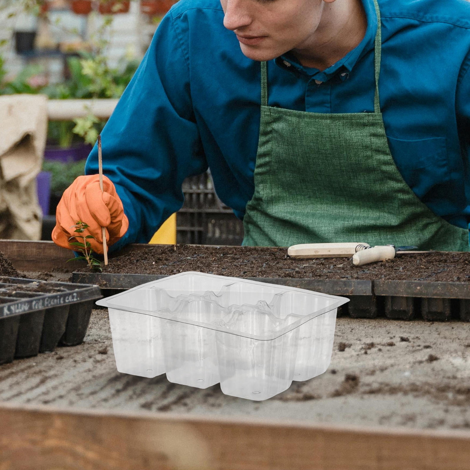 OUNONA 30Pcs Reusable Seed Starter Tray Clear Plastic Germination Tray with Drain Holes for Plants