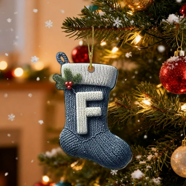 Hogar y jardín, Decoración navideña, Adornos navideños acrílicos de 26 letras para colgar en el árbol de Navidad, regalo festivo, Decoraciones para festivales