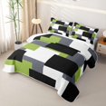 thumbnail image 3 of Castle Fairy Minimalist Offset Rectangle Block Twin Quilt Set 2 Pieces,Watercolor Mosaic Twin Coverlet Set,Olive Gray Black,1 Bedspread and 1 Pillowcase, 3 of 7