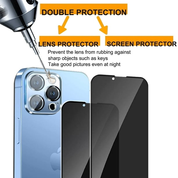 3 pièces protecteur d'écran de confidentialité pour IPhone 11 12 13 14 Pro  Max verre verre trempé anti-espion pour IPhone X XS MAX XR 11 14 Pro Max verre  anti-espion - Temu France