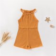 thumbnail image 2 of JLFKNG Girls Summer Romper Simple Solid Color Ribbed Jumpsuit Breathable Loose Fit Sleeveless Crew Neck Overalls Comfy Babys Clothes, 2 of 6