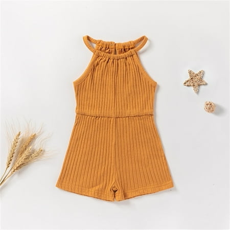 

PEASKJP One Piece Jumpsuit Breathable Texture Toddler Baby Girl Heart Print Romper Jumpsuit Playsuit Clothes Kids Summer Outfit Yellow 12-18 Months