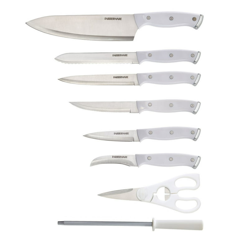 Farberware White 12-Piece Wood Block Cutlery Set