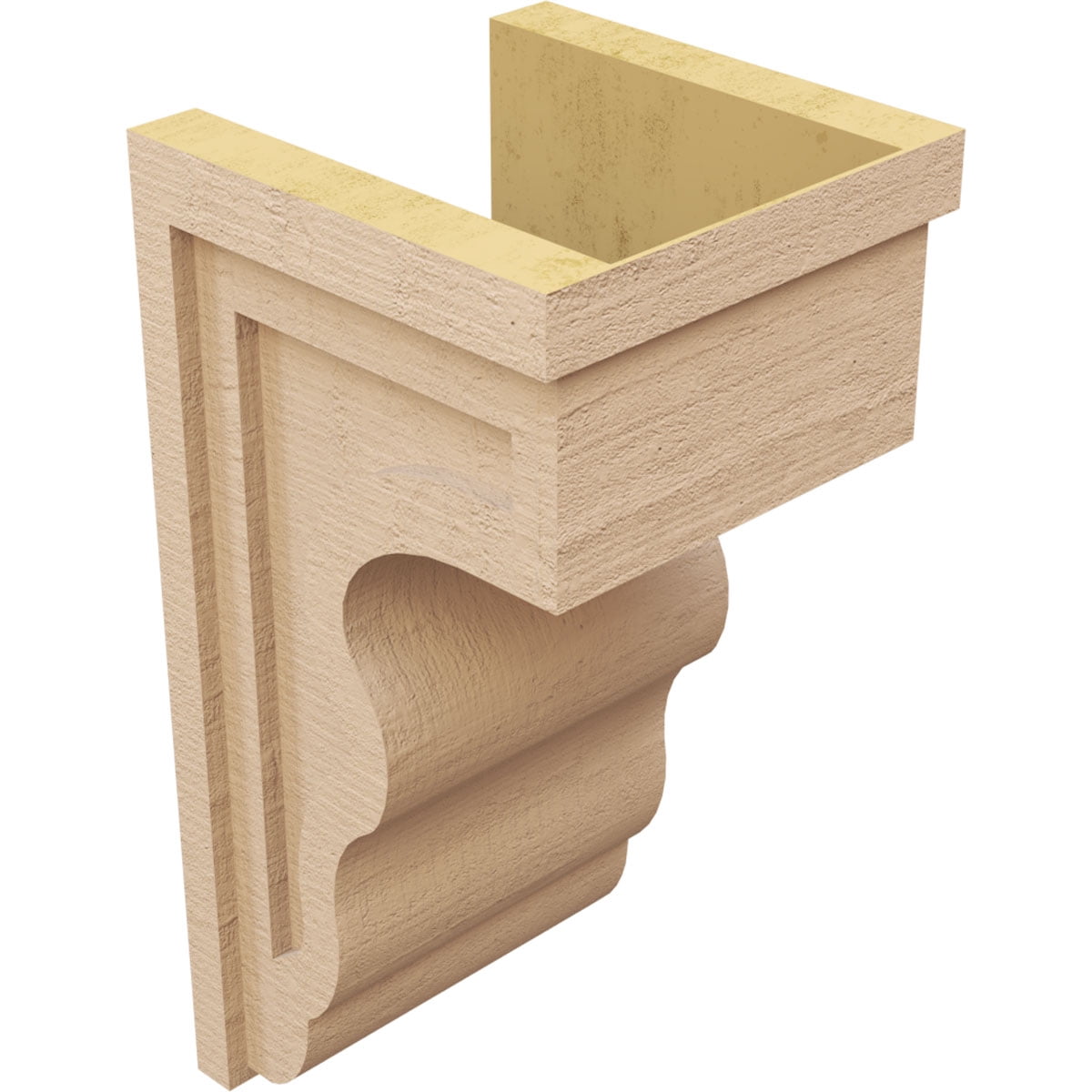 10"W x 10"D x 20"H Wide Highland Rough Cedar Woodgrain TimberThane Corbel, Primed Tan