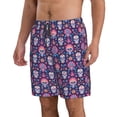 thumbnail image 2 of Balery leaf flower Skull colorful Traje de Baño Estilo Hawaiano para Hombre, Shorts de Secado Rápido con Bolsillos-Medium, 2 of 6