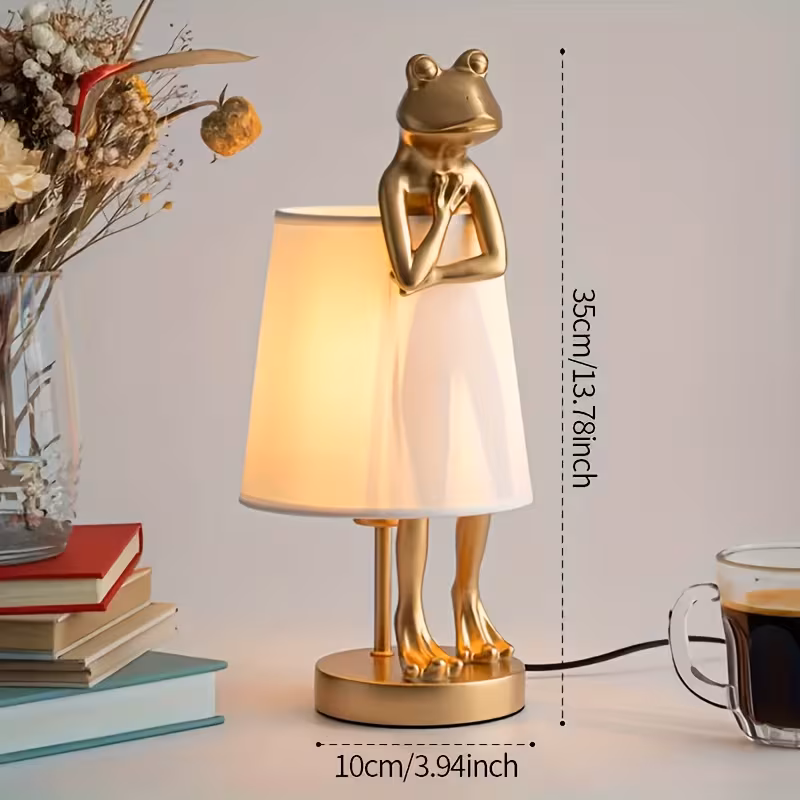 thumbnail image 4 of Frog Table Lamp, 12W E12 Base Candelabra Light Bulb, 3-Way Color Changing Warm, Cool, Daylight, Resin & Metal & PVC Material, Black Desk Lamp for Bedroom, Room Decor[Golden], 4 of 8