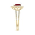 thumbnail image 3 of ANGARA Natural Split Shank Pear Ruby and Diamond Double Halo Ring in 14K Yellow Gold for Women (Size-7x5mm) | July Birthstone Jewelry for Her | Natural Ruby Rings, 3 of 9