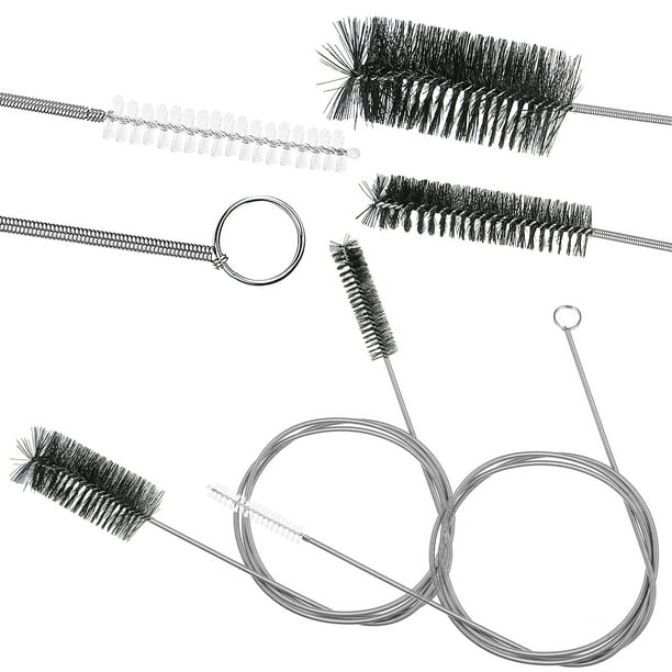 2 cepillos de drenaje flexibles y largos para tuberías, cepillos de limpieza con cerdas de nailon suave, herramientas de dragado.