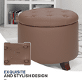 thumbnail image 4 of MoNiBloom Storage Ottoman with Padded Seat, Modern PU Leather Footrest, Round Seat Stool, Brown, 4 of 8