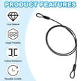 thumbnail image 4 of 1/8" Dia Vinyl Coated Stainless Steel Cable with Loops, 5 Pcs 3 ft (39") Lock for Outdoor Stage Lighting, Black, 4 of 7
