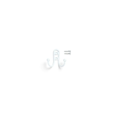 Mainstays, Double Hook White Metal Hooks, for Hanging Towels and Coats, 10 lbs Capacity, 1 Pc