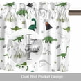 thumbnail image 6 of Green Dinosaur Valance Curtain Mountain Volcano Cartoon Window Valances Rod Pocket Short Curtains Window Treatments for Kitchen Bedroom Bathroom Laundry 42" x 12", 6 of 9