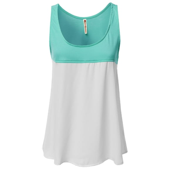FashionOutfit Women's Solid Color Contrast Sleeveless Tank Tops