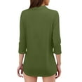 thumbnail image 3 of CIENVNSTG 2026 Women's 3/4 Length Sleeve V-Neck Lapel Collar Tops Dressy Lightweight Casual Summer Business Casual Work Shirts Loose Fitted Basic Tees Solid Versatile Trendy Tunic Top Army Green L, 3 of 4