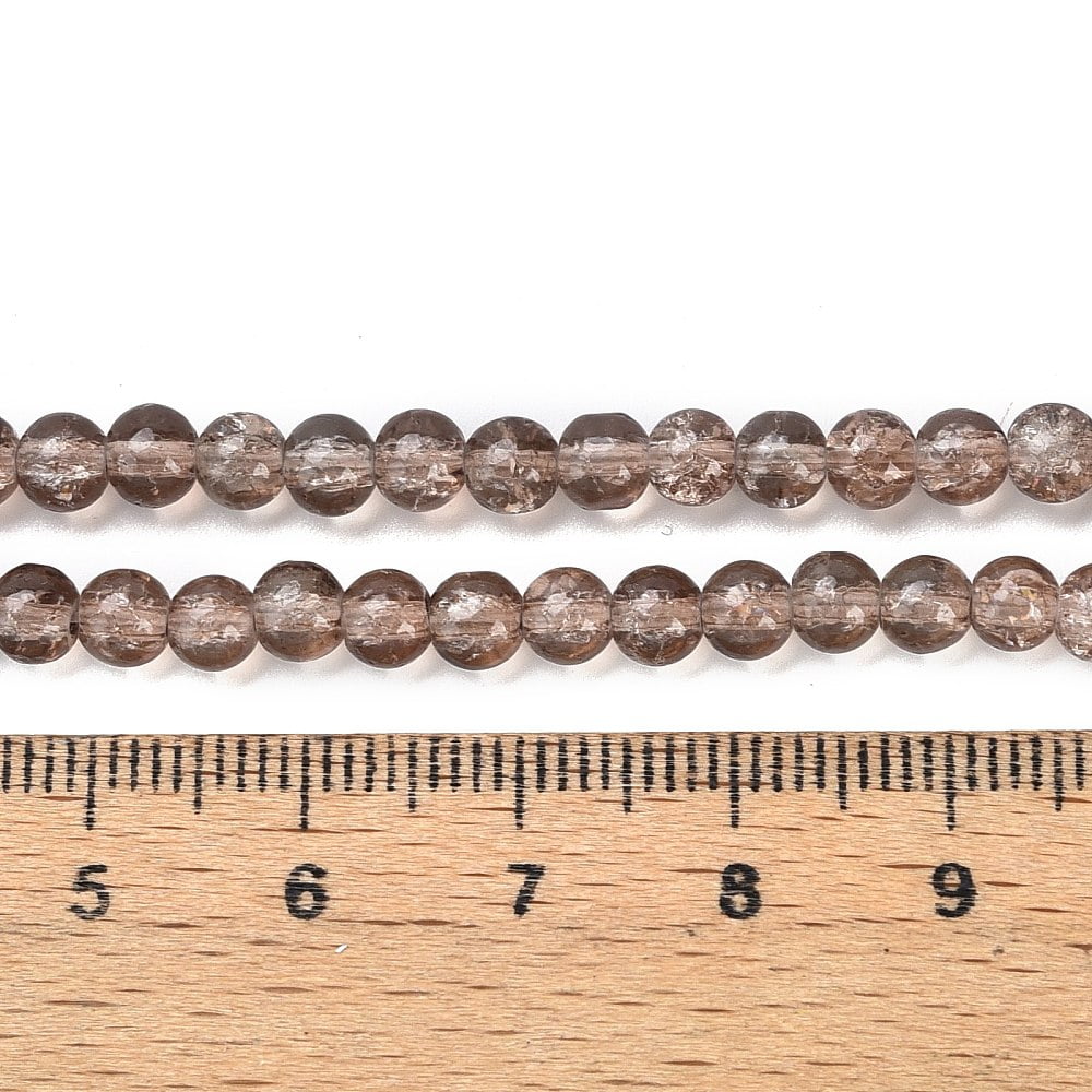 20 Strand Crackle Glass Beads Strands Round Tan 4mm Hole: 1.1~1.3mm about 200pcs/strand 31.4 inch