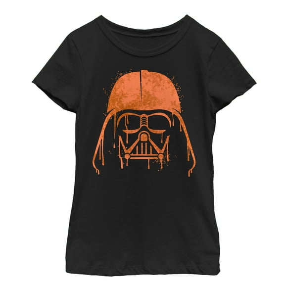 Girl's Star Wars Halloween Vader Helmet Spray-Paint Graphic Tee Black Large