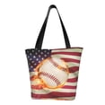 thumbnail image 1 of Fotbe Baseball Ball With Flag Bolsa de Playa con Estampado, Bolsa de Hombro, Bolsa de Mano Espaciosa, Bolsa de Viaje Ligera, Bolsa de Compras Versátil, 1 of 6