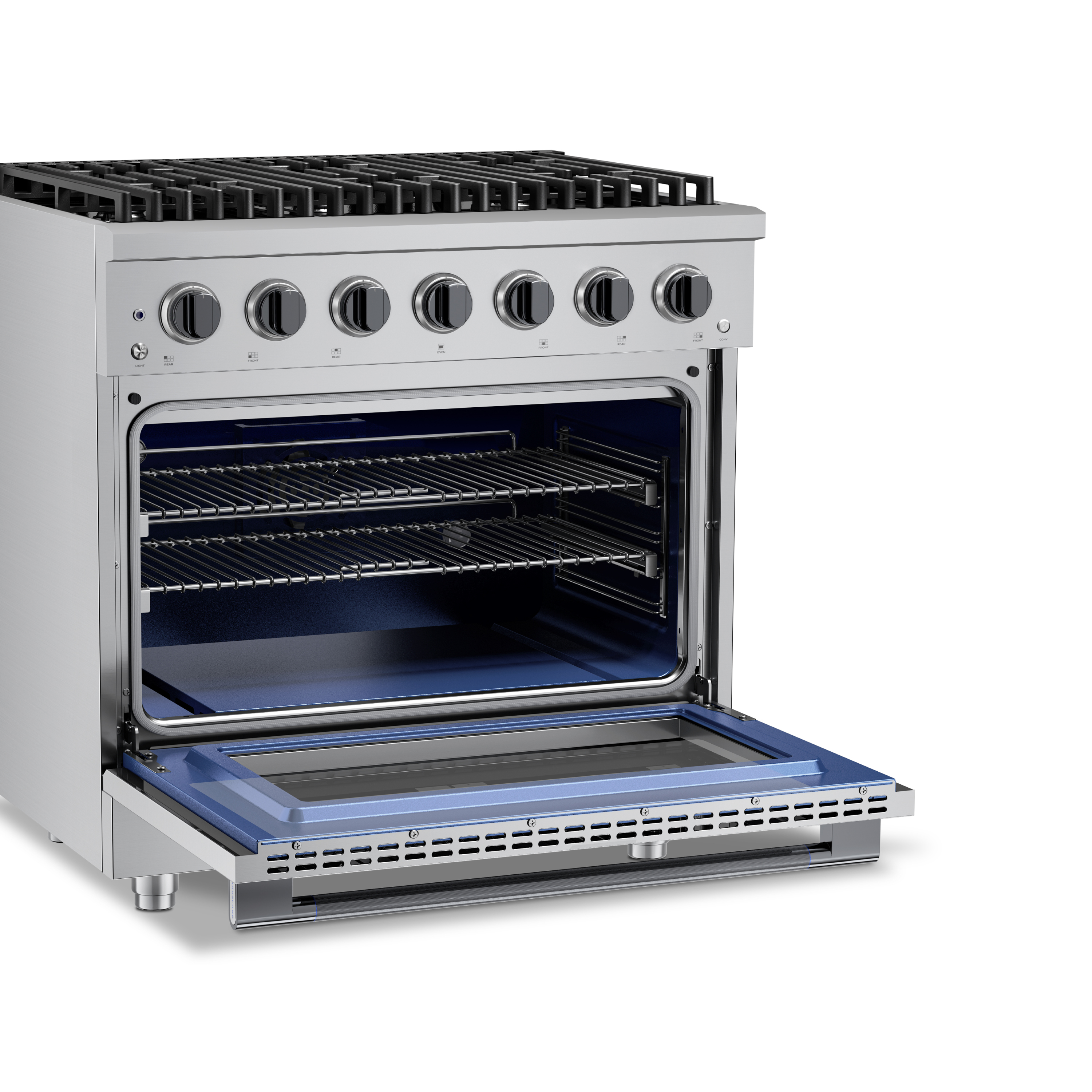 HausPro 36 in. 6 Burners (20,000 BTU) Freestanding Dual Fuel Range in Stainless Steel with Convection Oven Black