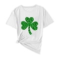 thumbnail image 2 of Uootdi St. Patrick's Day Tops for Women Short Sleeve Crewneck Green Glitter Print Casual Loose Fit Patriotic Graphic Tees Gift, 2 of 5