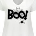 thumbnail image 4 of Inktastic Halloween Boo with Spider and Web in Black Women's Plus Size V-Neck T-Shirt, 4 of 5