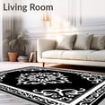 thumbnail image 2 of ODIKA 4'x6' Machine Washable Non-Slip Area Rug, Luxurious Medallion Bordered Transitional Sophisticated Accent High Traffic Rug, Black, 575401, 2 of 7