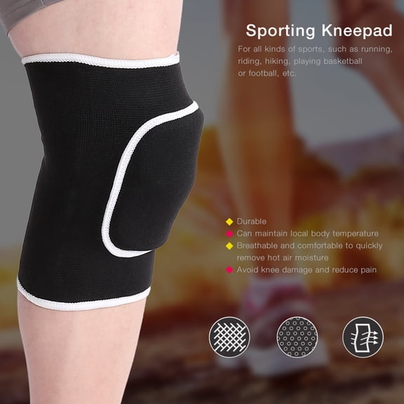 NFTIGB Thickened Sponge Knee Pads for Volleyball Dance Yoga Running Cycling and Sports, Breathable Elastic Knee Support Protector Patella Belt for Men Women, Black Knee Sleeve 1 Pair