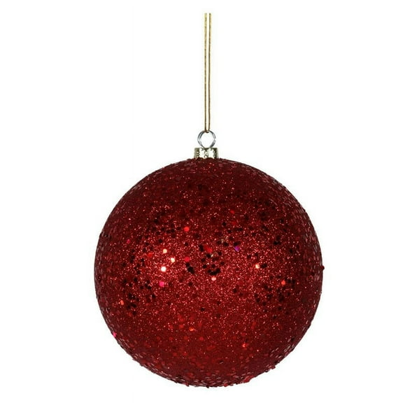 Vickerman 6" Red Sequin Ball Ornament, 4 per Bag