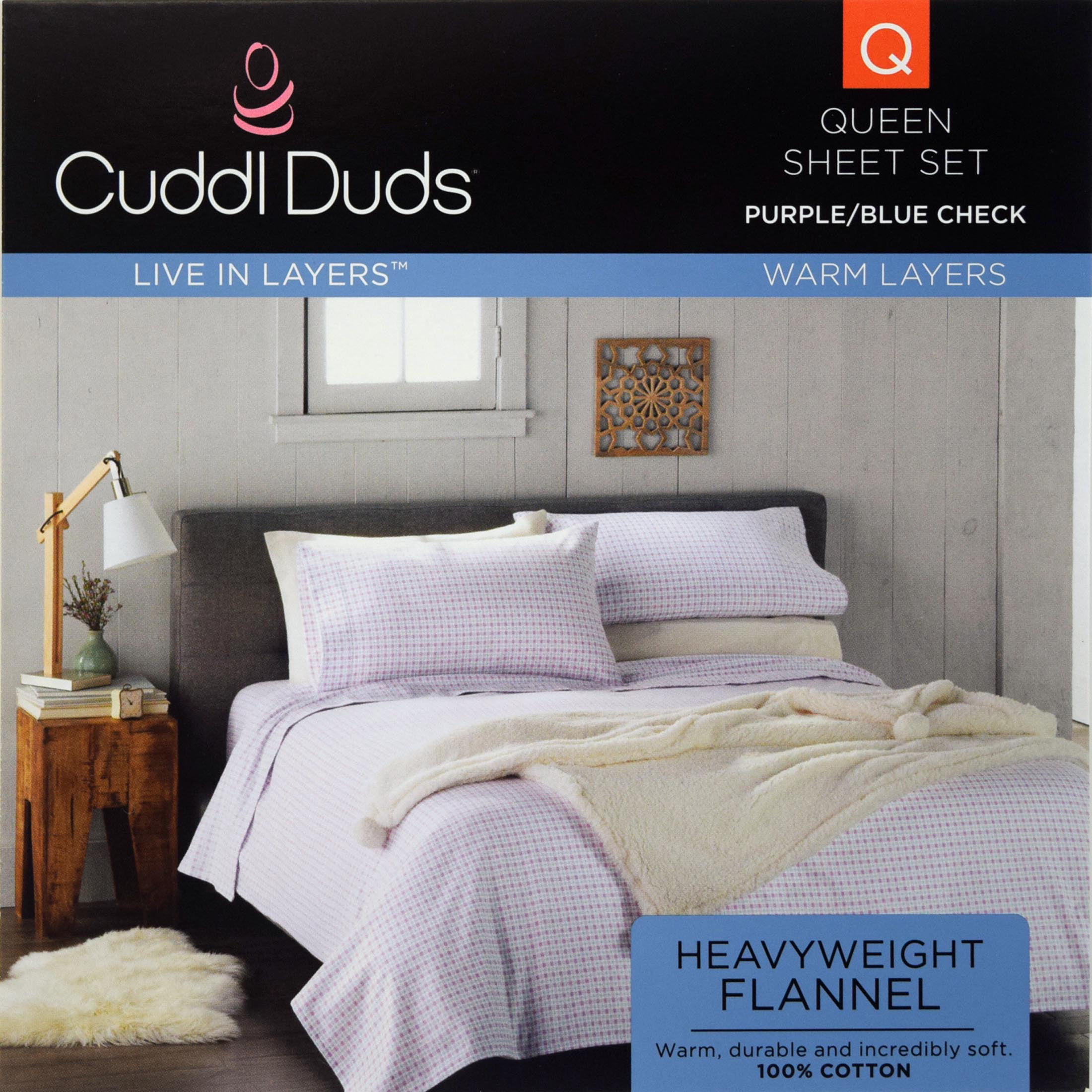 Cuddl Duds New Gray Sheet Set heavy flannel soft cozy solid Queen