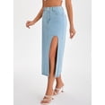 thumbnail image 2 of DARING DIVA Women's Long Denim Spring Slit Midi Jean Skirts X-Large Light Blue, 2 of 7