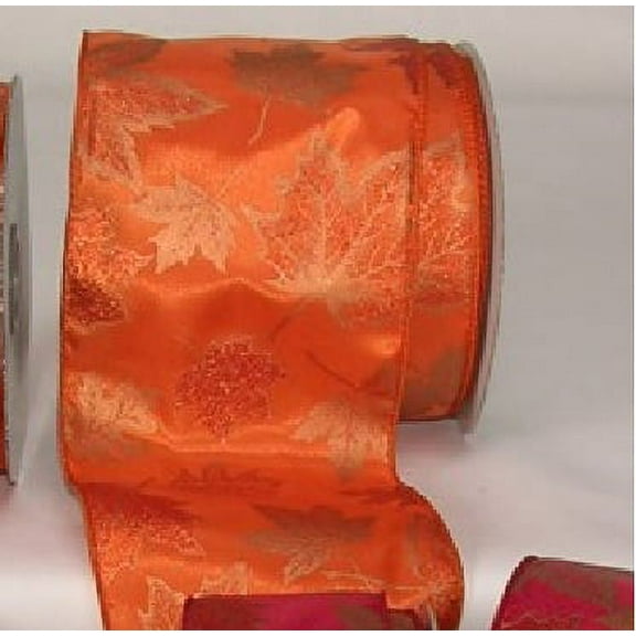 The Ribbon People Orange  Leaf Wired Craft Ribbon 4" x 20 Yards