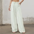 thumbnail image 2 of Duqingm Loose Pants for Women Women's Striped Pants Spring Summer 2026 Comfy Pajama Pants High Waist Wide Leg Lounge Pants Lightweight PJ Bottoms Light Green,3XL, 2 of 7