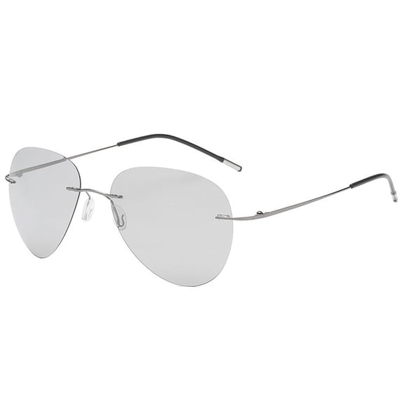 Mens Polarized Sunglasses, Frameless Alloy Driving Sunglasses with Anti-UVA/UVB Resin Lenses, Fashion Trend
