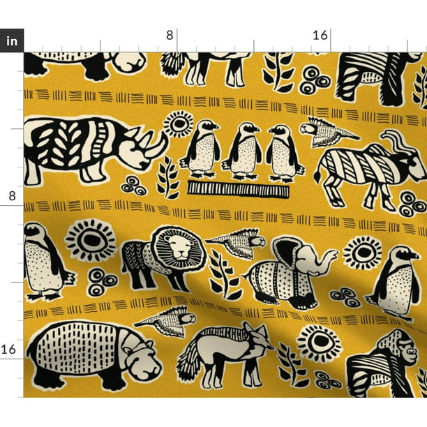 Spoonflower Fabric - Endangered Africa Inspired Animals Species Elephant  Rhino Jungle Printed on Sport Lycra Fabric Fat Quarter - Swimwear  Performance Leggings Apparel Fashion 